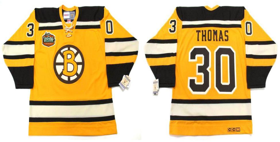 2019 Men Boston Bruins #30 Thomas Yellow CCM NHL jerseys